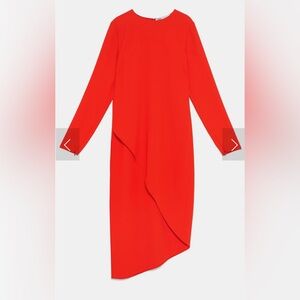 Stunning Zara orange long sleeve top with asymmetric hem